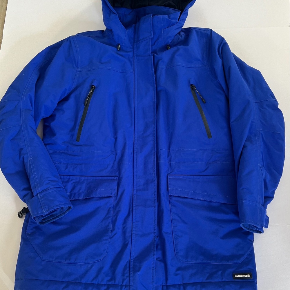 Lands End Women’s Squall Fleece Lined Winter Coat Blue Size Medium Petite 10/12
